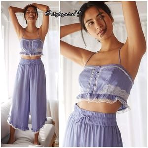Anthropologie, The Joelene Wide Leg Lounge Set In Lavender